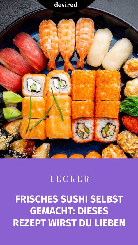 Sushi ist das Nationalgericht Japans und kann auch einfach selber gemacht werden. Wir sagen dir, wie du die perfektes Sushi machst. Sushi Menu, Japan Sushi, Nigiri Sushi, Menu Design, Low Carb, Food And Drink, Low Carb Recipes