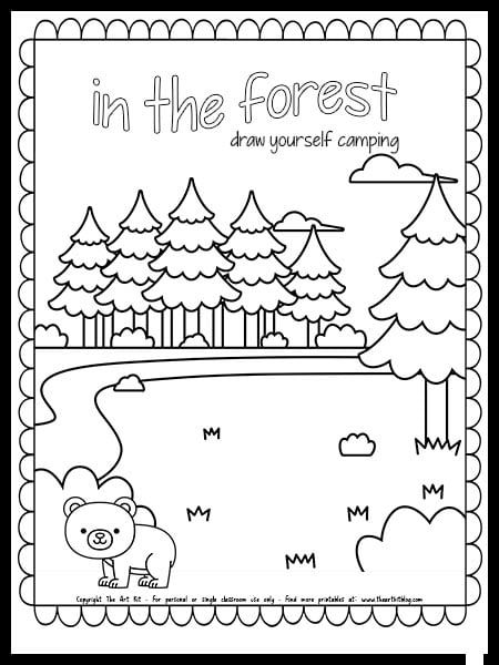 Pre K Forest Activities, Forest Worksheets For Kids, Forest Worksheet, Camping Coloring Sheets, Camping Worksheets, Draw Yourself, Forest Coloring Pages, Camping Kids, Forest Printable