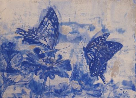 Arte Peculiar, Butterflies And Flowers, Arte Inspo, Wow Art, Ethereal Art, Pics Art, Blue Aesthetic, Pretty Art, 그림 그리기