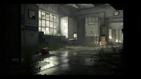 ArtStation - Abandoned Control Room - UE4, Daniel Harris Cinder Block Walls, Apocalypse World, Ruined City, Control Room, Substance Designer, Fall Out 4, Game Environment, Old Room, Arte Cyberpunk