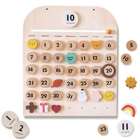 PRICES MAY VARY. 1:Visualized Knowledge: Help young students visualize and learning calendar, with the movable pieces toddlers could enhance their memory and inspire their imagination. 2:Every wooden calendar comes with: 1 calendar board, 31 numbers, 4 seasons, 12 months, 1 today coin and 13 holiday coins. 3:Kids Calendar Learning - Days, Months, Seasons - Setting up this calendar with your child will spark conversation about days of the week, months of the year, seasons and holidays and give th Calendar Preschool, Toddler Calendar, Montessori Calendar, Preschool Calendar, Season Calendar, Calendar For Kids, Creative Calendar, Wooden Calendar, Learning At Home