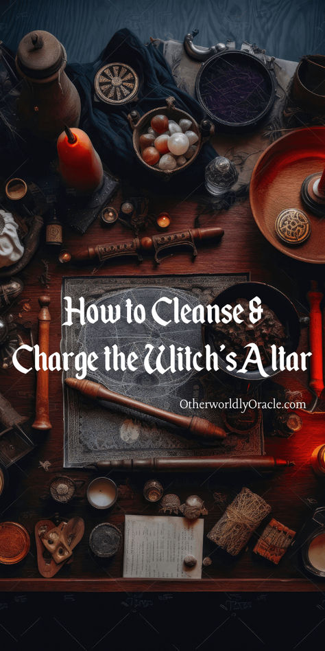 Learn when and how to cleanse and charge the witch's altar. How To Cleanse Items Witchcraft, Witch Craft Altar, Altar Witchcraft Ideas, Eclectic Witch Altar, Electric Witchcraft, Christian Witch Altar, Witches Altar Ideas, Witchcraft Altar Ideas, Cleansing Altar