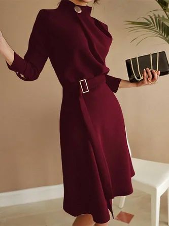 Fashion Elegant Style bestsellers Online Shopping Page 2 | stylewe Stand Neck, Business Party, Elegant Midi Dresses, Split Dress, Skirt Belt, Professional Dresses, Dresses Elegant, Long Sleeve Midi, Long Sleeve Midi Dress