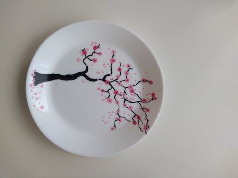 Cherry Blossom Ceramic Painting, Cherry Blossom Pottery Painting, Cherry Blossom Pottery, Pottery Painting Ideas Easy, Cherry Blossom Painting, Diy Pottery Painting, Painted Coffee Mugs, Sakura Tree, Flower Tree