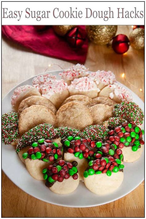 Jazz up sugar cookies fast with these easy store bought sugar cookie dough hacks. Most of these ideas will take you no time at all and use less ingredients than homemade dough. Impress everyone this holiday season or at your next bake sale with these sugar cookie hacks. #cookies #recipe #cookiedoughhacks #baking #christmas Cookie Dough Hacks, Dipped Sugar Cookies, Easy Sugar Cookie Dough, Pillsbury Sugar Cookie Dough, Sugar Cookie Dough Recipe, Pumpkin Spice Sugar Cookies, Lofthouse Sugar Cookies, Spice Sugar Cookies, Sour Cream Sugar Cookies