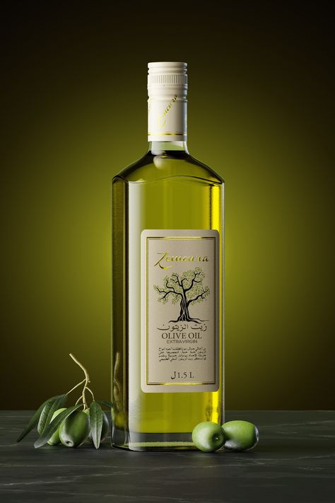 CGI Visualization, Zemoura Olive Oil on Behance Olive Oil Product Photography, Olive Oil Aesthetic, Olive Oil Photography, Olive Oil Branding, Olive Oil Packaging Design, Olive Oil Image, Best Olive Oil Brand, Oil Packaging Design, Olive Oil Bottle Design