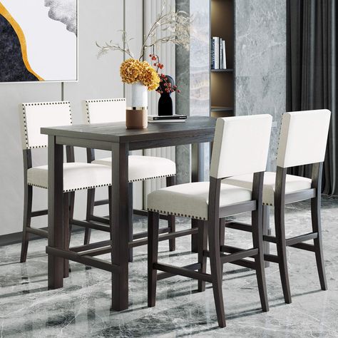 PRICES MAY VARY. 5 Piece Dining Set:5-Piece dining set comes complete with an elegant, rectangular table and 4 high-quality dining chairs. Add some simple and contemporary elegance to your home with this faux marble top table. 5 Piece Dining Table Set Dimensions:Table: 45.3“L x 29.5”W x 30”H, 56 LBS Chair: 16.7“L x 23.2”W x 38.8”H, 50 LBS.Assembly Instruction included. Very easy to assemble. Enjoy table set with Family: Table and chairs dining set are ideal for dinette, kitchen, and dining areas Wooden Counter, Black Dining Room, Dining Furniture Sets, Dining Room Table Set, Counter Height Dining Table, Counter Height Table, Kitchen Table Settings, 5 Piece Dining Set, Pub Bar