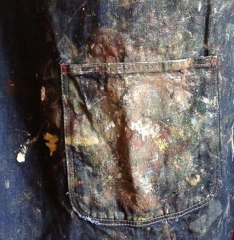 Yttd Aesthetic, Artists Apron, Artist Cottage, Painters Overalls, Painting Clothes, Jeans Aesthetic, Painter Pants, Brush Art, Denim Art