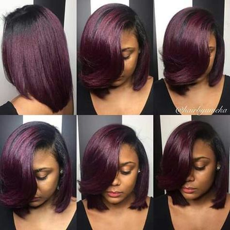 Bob Hairstyles For Black Women, Blond Rose, Purple Highlights, Dyed Natural Hair, Burgundy Hair, Hairstyles For Black Women, Early Bird, Hello Beautiful, Flat Iron