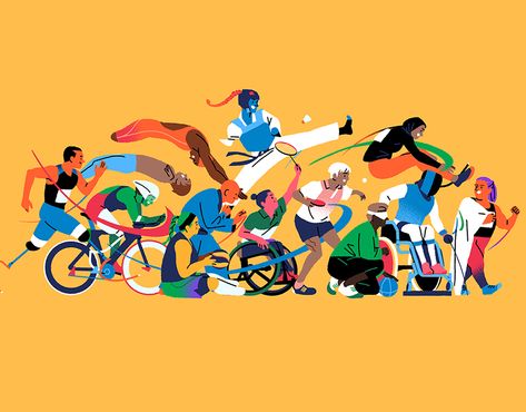 Paralympic Games Tokyo 2021I had the great honor to work on an illustration for the Paralympics Tokyo 2020/21. Thank you Adobe for the amazing opportunity!After all my research on the athletes and the various disciplines, I got really invested in the … Sports Illustrations Art, Olympics Graphics, Sports Illustrations Design, Black Paper Background, 달력 디자인, Paralympic Games, Sport Illustration, Sports Graphics, Game Illustration