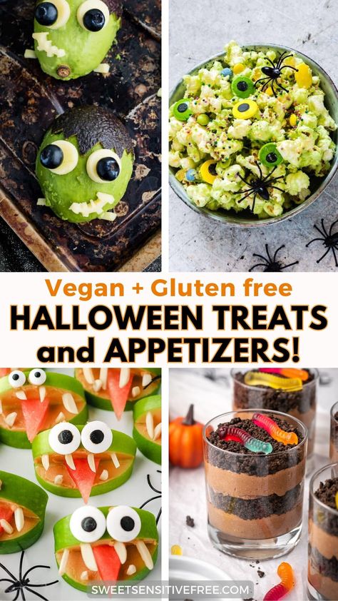 Gluten free Vegan Halloween Treats Gluten Free Spooky Treats, Easy Healthy Halloween Treats To Make, Gluten Free Halloween Treats For School, Halloween Recipes Gluten Free, Easy Gluten Free Halloween Recipes, Gluten Free Spooky Snacks, Gluten Free Snack Recipes Easy, Gluten Free Desserts Halloween, Easy Gluten Free Halloween Treats