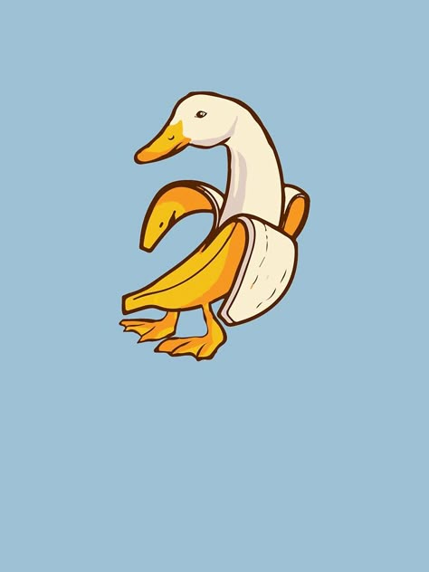 "Banana-duck" T-shirt by Born2tee | Redbubble Banana Duck Art, Banana Duck Drawing, Little Duck Drawing, Funny Duck Drawing, Cartoon Duck Drawing, Banana Doodle, Cute Duck Art, Ducks Drawing, Duck Draw