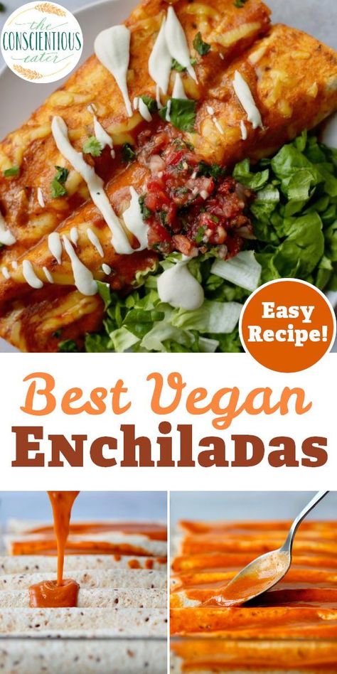 Enchiladas Vegan, Plant Based Meat, Vegan Enchiladas, Vegan Mexican Recipes, Vegan Cheese Sauce, Resep Diet, Vegan Main Dishes, Vegan Cooking, Vegan Dinner Recipes