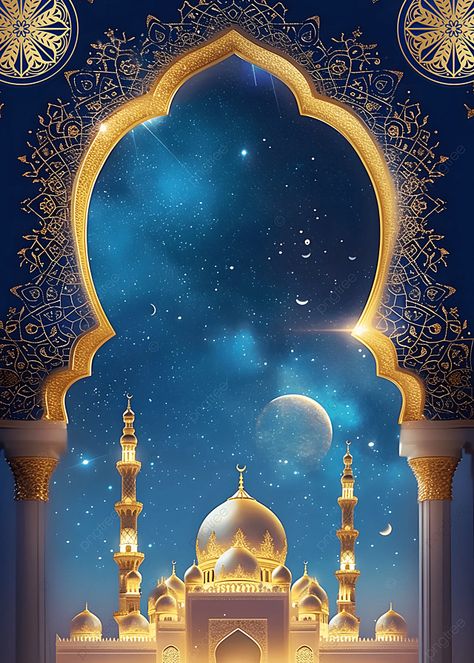 Islamic Background Images, Ramadan Decorations Lights, Islamic Background Design, Mosque Night, Muslim Background, Mosque Background, Islamic Background Vector, Holiday Advertising, Night Starry Sky