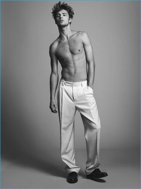 Timothée Bertoni dons Caruso trousers with Alden shoes. Mens Fashion Editorial Photography, Mens Poses, Men Models, Surfer Guys, Man Magazine, Fit Man, Magazine Man, Male Models Poses, Summer Fashions