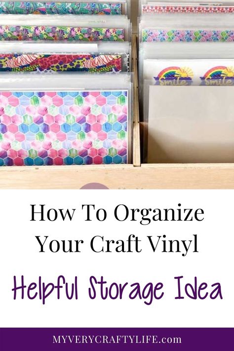 Cricut Vinyl Sheet Storage, Vinyl Craft Storage, Vinyl Scraps Storage Ideas, Vinyl Organization Ideas, Craft Vinyl Storage, Supply Organization, Sheet Storage, Cricket Crafts, Organize Craft Supplies