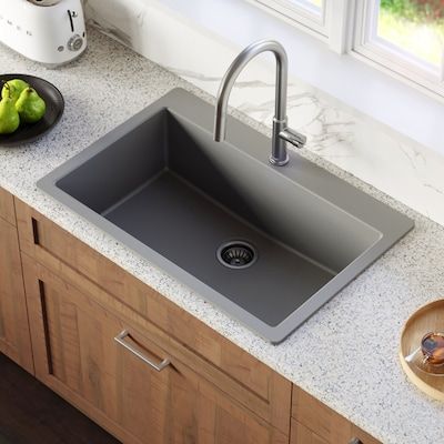 Quartz Kitchen Sink, Topmount Sink, Quartz Sink, Composite Kitchen Sinks, Top Mount Kitchen Sink, Drop In Kitchen Sink, Grey Quartz, Countertop Material, Sink Grid