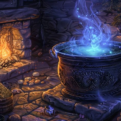 🔮✨ Embrace the Love and Magic of February! 🌟 Day 18 brings us the enchanting 'Witches Brew' artwork, where rustic charm meets mystical vibes. Imagine cozying up by the fireplace with baskets of herbs and a bubbling cauldron filled with blue magic! 💫 #LoveAndMagic #FebruaryArt #WitchesBrew #RusticHome #ArtisticMagic #CozyVibes #HerbalArt #MagicalArtwork #ArtLovers #ArtInspiration #InstaArt Hobbit Painting, Cauldron Art, Fireplace Painting, Witch Pot, Mystical Elements, Bubble Magic, February Day, Bubbling Cauldron, Witch Herbs