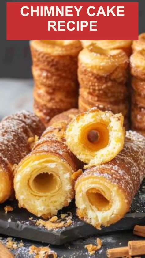 Indulge in the irresistible taste of Chimney Cake, a traditional Hungarian pastry baked to perfection. Experience true culinary delight today! Hungarian Chimney Cake, Chimney Cakes Recipe, Chimney Cakes Hungarian, Chimney Cake Recipe, Chicken Taquitos Baked, Taquitos Baked, Chimney Cakes, Czech Food, Hungarian Desserts