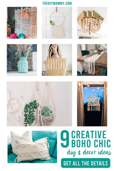 I love Boho-inspired home decor! In this roundup post, I’ve collected a little bit of everything (in true boho form) to give you some ideas for decorating your own home (and person!) with this style this season. Home decoration accent items, furniture, lighting, ways to dress up a bedroom and your jacket in true bohemian... Read More The post 9 Creative Boho Chic DIY & Decor Ideas appeared first on The DIY Mommy. Glam Christmas Tree, Diy Mommy, Boho Crafts, Macrame Table, Macrame Table Runner, Glam Christmas, Free Printable Art, Rv Decor, Diy Decor Ideas