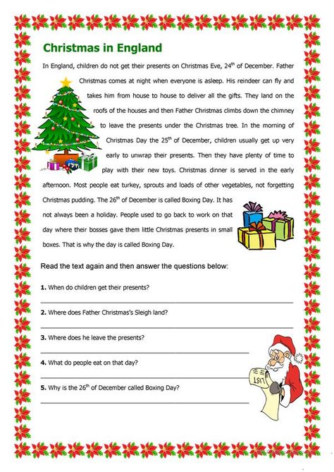 Holiday Reading Comprehension, Christmas Reading Activities, Syllable Rules, Christmas Reading Comprehension, Free Reading Comprehension Worksheets, Christmas In England, Christmas Lesson, English Christmas, Christmas Reading