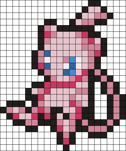 Mew Sprite Perler (pokemon Mystery Dungeons: Red Rescue Team) Perler Bead Pattern | Bead Sprites | Characters Fuse Bead Patterns Mew Perler Bead Pattern, Mitsuri Perler Beads, Perler Bead Pattern Pokemon, Pokemon Perler Patterns, Moth Perler Bead Patterns, Mew Perler Bead, Helluva Boss Perler Beads, Kirby Perler Bead Patterns, Mew Perler