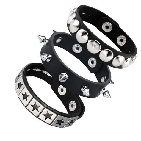 PRICES MAY VARY. Stylish and Versatile: Perfect for men and women, this leather cuff bracelet complements a variety of styles, including punk, goth, and scene. Quality Materials: Crafted with durable leather, metal studs, and spikes for an authentic punk rock look. Adjustable Fit: The bracelet is adjustable to ensure a comfortable and secure fit for all wrist sizes. Great Gift Idea: This punk rock studded bracelet comes in a beautiful gift box, making it an ideal present for your friends, family Studded Bracelet, Rock Aesthetic, Leather Cuff Bracelet, Box Making, Punk Goth, Leather Cuffs Bracelet, Bracelet For Men, Leather Cuffs, Beautiful Gift Boxes