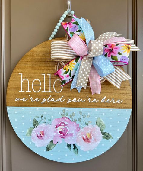 Excited to share this item from my #etsy shop: Hello Wooden Door Hanger for front porch, Spring Door Hanger, Summer Wreath for Front Door, Boutique Wood Door Sign, Large Floral Door Sign Spring Door Rounds, Spring Door Hangers Wooden, Summer Door Signs, Front Porch Spring, Wood Door Sign, Summer Wreath For Front Door, Crafting Business, Spring Door Hanger, Wooden Living Room