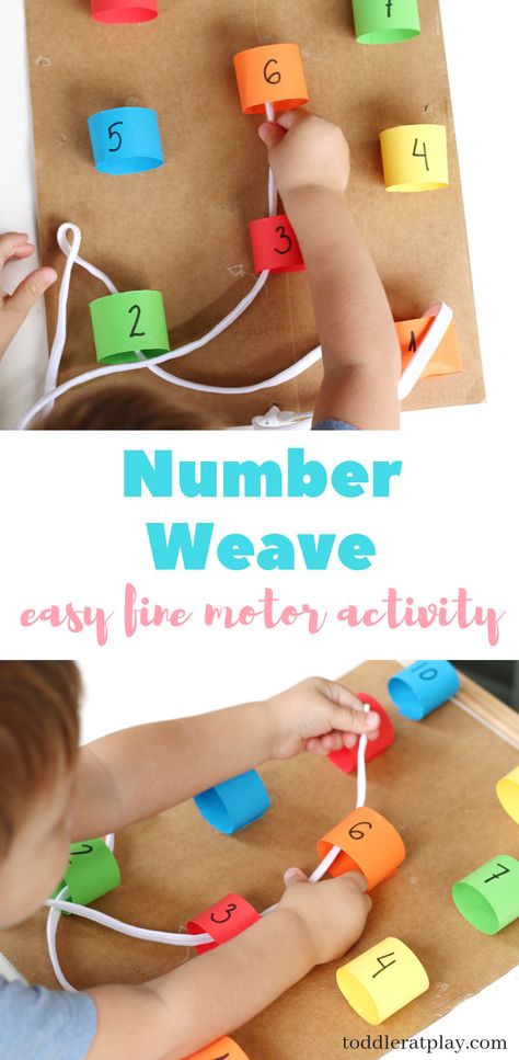 Easy and fun recycled idea for toddlers. Create this Number Weave using simple materials you probably have right at home! Learn numbers, fine motor skills and hand-eye coordination. #finemotor #handeyecoordination #toddleractivity #recycledactivity Aktiviti Tadika, Fun For Toddlers, Maluchy Montessori, Aktiviti Kanak-kanak, Learn Numbers, Fun Activities For Toddlers, Childcare Activities, Number Activities, Fine Motor Skills Activities