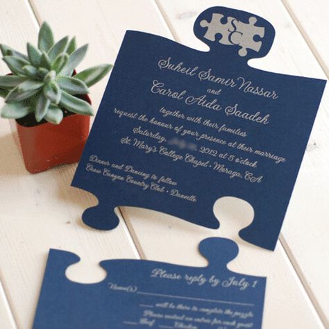 puzzle piece wedding invitation | Luscious Verde | Flickr Wedding Puzzle Pieces, Wedding Ides, 40th Anniversary Party, Wedding Puzzle, Parties Ideas, Creative Wedding Invitations, Volunteer Appreciation, Invitation Inspiration, Unique Wedding Invitations