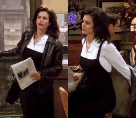 Monica Iconic Outfits, Monica Green Outfits, Monica Geller Outfits Jeans, 90s Monica Geller Outfits, Monica Geller 90s Outfits, Monica Geller Makeup Tutorial, Monica Geller's Outfits, Monica Geller Winter Outfits, Monica Geller Fall Outfits