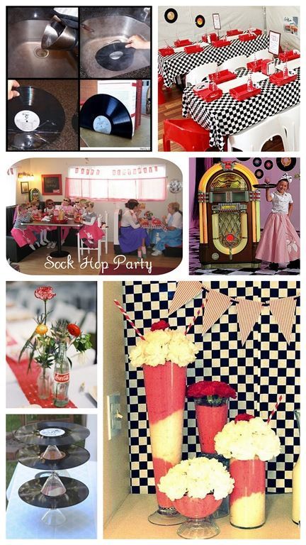 50s Theme Party Ideas | 50s Theme Party Ideas.... Pool Party Playlist, 50s Theme Party, 90's Theme Party, 90's Prom, 1950s Party Ideas, Prom Party Favors, Halloween Couples Costume Ideas, Grease Themed Parties, 50s Sock Hop