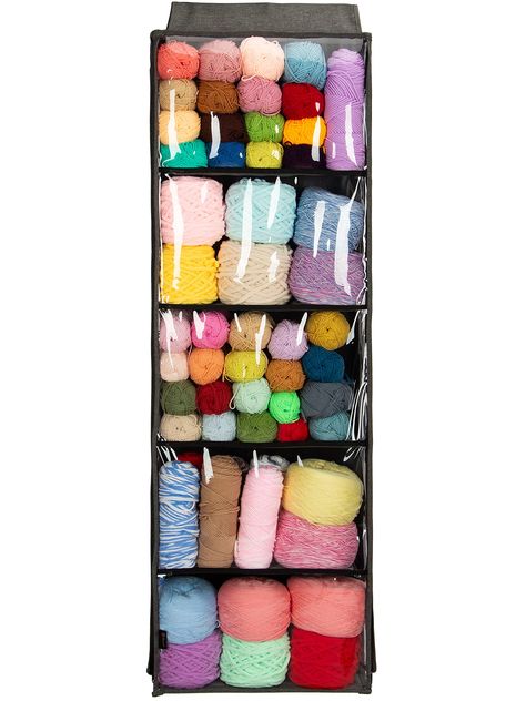 PRICES MAY VARY. Hanging Luxurious Yarn Storage Organier Size】: 40 x 125 x 10 cm / 15.74 x 49.21 x 3.93 in, 5 compartments. Weight: 1670 g. Made of heavy duty polyester material, clear pvc compartments, rip resistant; 3 over door hangers and 3 wall mount hooks included. Large Capacity Design: pacmaix's super yarn and craft storage organizer have 5 clear compartments, strong zipper, ideal for large projects that require lots of wool balls and needles and accessories, your knitting yarns will rema Hobby Organization, Yarn Organizer, Knitting Organization, Knitting Storage, Crochet Cushion Pattern, Craft Storage Organization, Yarn Organization, Large Knitting, Yarn Storage