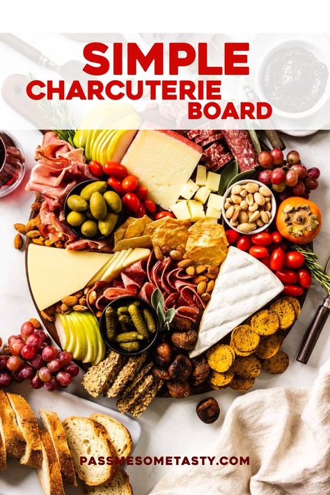 This Simple Charcuterie Board is the perfect appetizer to serve at a party or holiday gathering! Arranged with an assortment of cured meats, cheese, fruits, gluten-free crackers and bread, nuts, and a handful of other tasty ingredients. Learn how to put this simple charcuterie board together in just 15 minutes! Simple Charcuterie Board, Simple Charcuterie, Healthy Finger Foods, Gluten Free Appetizers, Appetizers For A Crowd, Holiday Dessert Recipes, Low Carb Appetizers, Delicious Gluten Free Recipes, Savory Appetizer