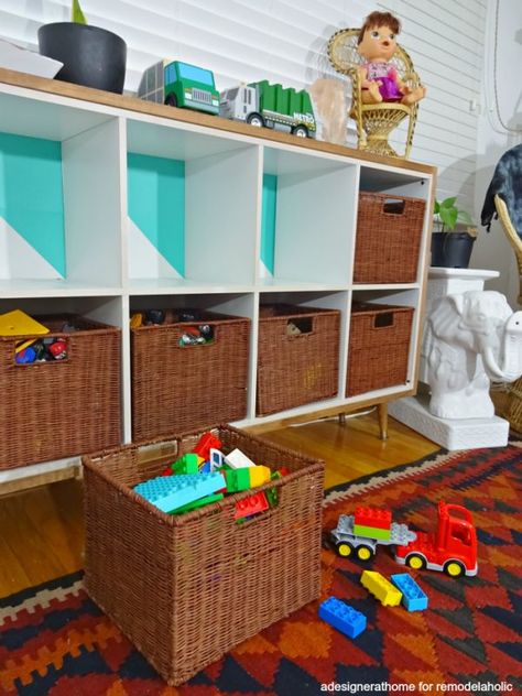 pretty kid's toy storage for DIY cheap Cube Shelf, Easy Ikea Hack, Ikea Shelves, Cube Shelves, Cube Organizer, Kid Toy Storage, Do It Yourself Projects, Cheap Diy, Toy Storage