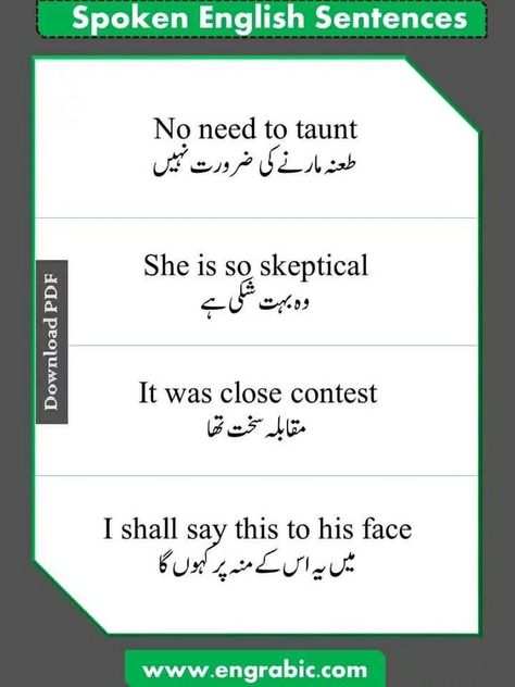 Urdu Phrases, English To Urdu Sentences, English To Urdu, English Opposite Words, Simple English Sentences, Basic English Sentences, English Phrases Sentences, Phrases And Sentences, Everyday English