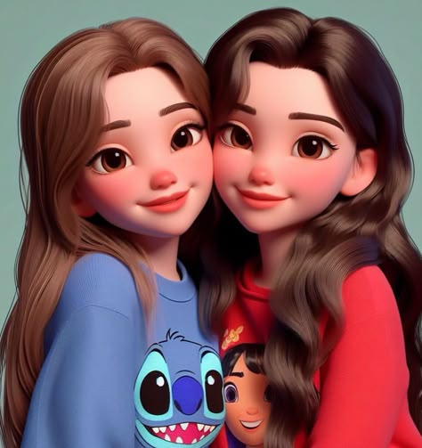 ليلو وستيتش, Best Friend Drawings, Best Friends Cartoon, Friends Illustration, Best Friend Pictures Tumblr, Bff Drawings, Cute Mobile Wallpapers, Girl Friendship, Friend Cartoon