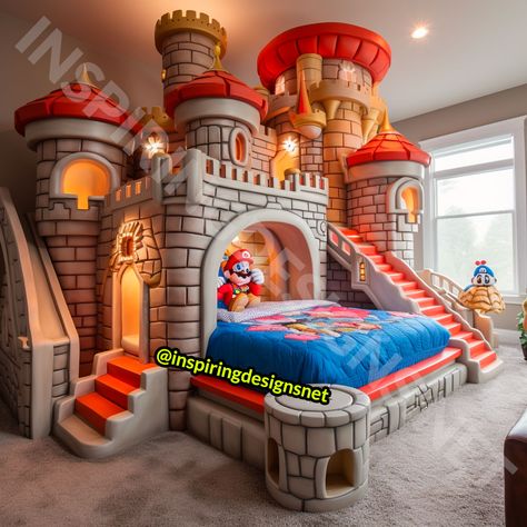 These Giant Mario Kids Beds Will Warp Your Children Straight into Dreamland! Cool Toddler Beds, Themed Hotel Rooms, Cool Beds For Kids, Kids Room Design Boys, Mario Room, Amazing Bedroom Designs, Cool Kids Bedrooms, Kids Bedroom Inspiration, Kids Beds