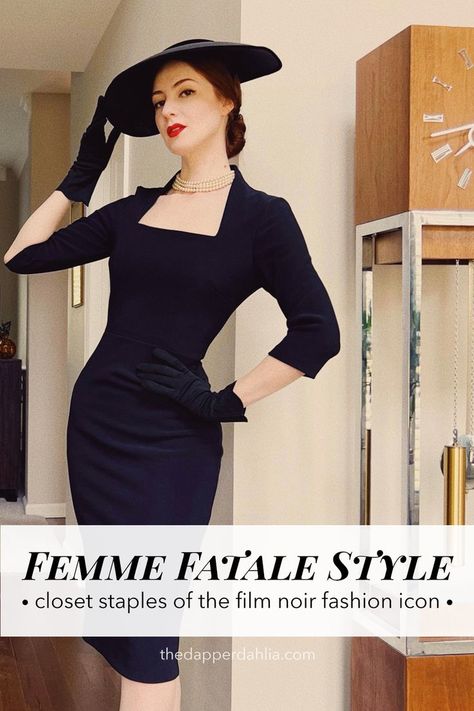 Femme Fatale Style Film Noir Fashion, 1940s Film Noir, Fall Wedding Attire, Noir Fashion, Style Essentials, Dark Feminine Aesthetic, Dita Von Teese, Feminine Aesthetic, 1940s Fashion