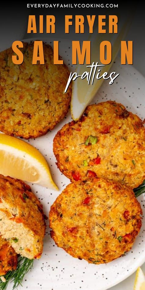 Air fryer salmon patties are made with canned salmon and cooked to perfection! This pantry-staple meal is packed with protein, easy to make, and oh-so-delicious. Salmon Patties With Flour, Dinner Recipes Salmon, Air Fryer Salmon Patties, Best Salmon Patties, Canned Salmon Patties, Air Fryer Dinner, Fried Salmon Patties, Air Fryer Fish Recipes, Canned Salmon Recipes