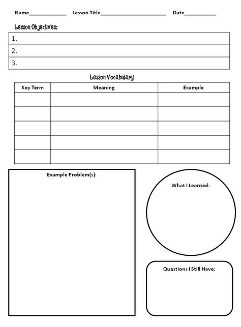 Note Taking Template, Cornell Notes Template, Interactive Notes, Math Notebook, School Template, Math Interactive, Math Interactive Notebook, Math Notes, Singapore Math