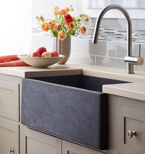 Native Trails NativeStone Concrete Farmhouse Kitchen Sink Kitchen Sink Remodel, Stone Sink Kitchen, Apron Front Kitchen Sink, Apron Sink Kitchen, Concrete Sink, Concrete Kitchen, Stone Kitchen, Farm Sink, Sink Design