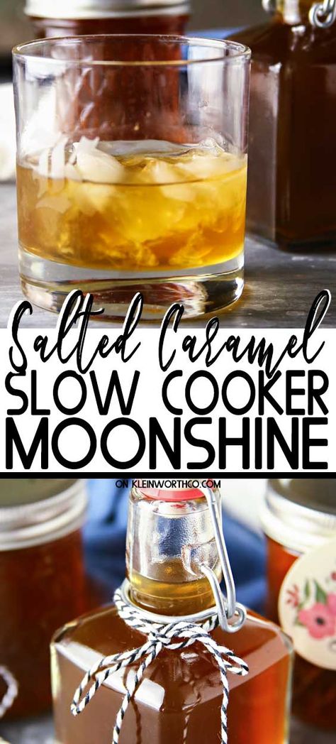 Salted Caramel Moonshine Recipe, Salted Caramel Moonshine, Caramel Moonshine, Flavored Moonshine Recipes, Moonshine Drink Recipes, Homemade Moonshine, Moonshine Recipe, Homemade Gifts For Friends, Homemade Alcohol