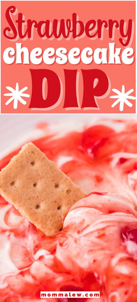 Easy Strawberry Cheesecake Dip Recipe Strawberry Cheesecake Recipe Easy, Strawberry Appetizers, Strawberry Cheesecake Dip, Cheesecake Dip Recipe, Easy Strawberry Cheesecake, Jello Dessert Recipes, Strawberry Cheesecake Recipe, Dessert Dip, Yummy Fall Recipes