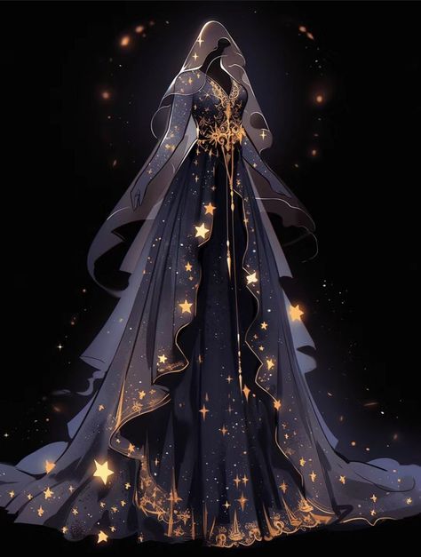 Galaxy Gown, Starry Dress, Goddess Outfit, Space Dress, Dreamy Gowns, Dress Design Drawing, Clothing Design Sketches, Fantasy Dresses, Fashion Drawing Dresses