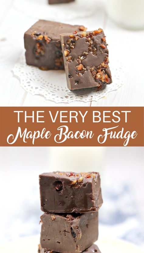 Maple Bacon Fudge Recipe, Bacon Fudge Recipe, Easy Maple Fudge, Maple Bacon Fudge, Maple Fudge Recipe, Bacon Fudge, Fall Fudge, Maple Fudge Recipes, Candy Bacon