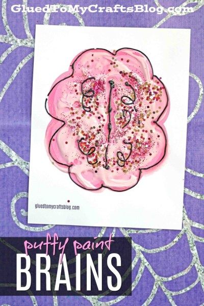 Puffy Paint Brains – Halloween Kid Craft - Mad Scientist DIY Human Body Crafts For Kids, Preschool Body Theme, Body Parts Theme, Human Body Crafts, Body Parts Preschool Activities, Brain Painting, Body Preschool, Brain Craft, Human Body Activities