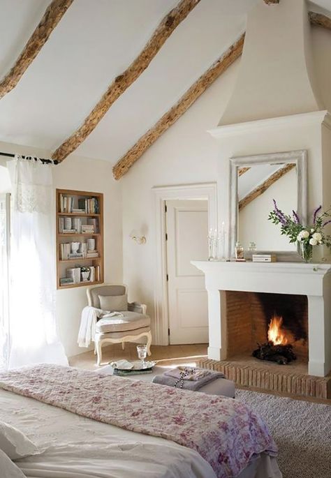 20 Best Fall Fireplaces Cottage Bedroom With Fireplace, Farmhouse Bedroom Aesthetic, Bedroom With Fireplace, Bedroom Adult, Fireplace Bedroom, Romantic Bedrooms, Romantic Home, Bedroom Fireplace, Adult Bedroom