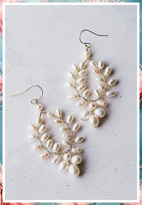 Wedding Earrings - Looking for some great deals from the leading brands, look no further. Click to visit TODAY! Bridal Earrings Silver And Pearl, Bridal Earrings Hair Down Boho, Handmade Bridal Jewelry, Boho Pearl Earrings, Pearl Wedding Earrings Brides, Beaded Wedding Earrings, Pearl Bead Earrings, Unique Bridal Earrings, Unique Wedding Earrings