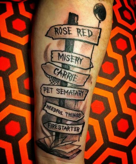 Stephen King Tattoo Sleeve, Stephen King Tattoo Ideas, Pet Sematary Tattoo, Pet Cemetery Stephen King, Stephen King Tattoos, Pet Sematary, King Tattoos, Halloween Tattoos, Tattoo Design Book